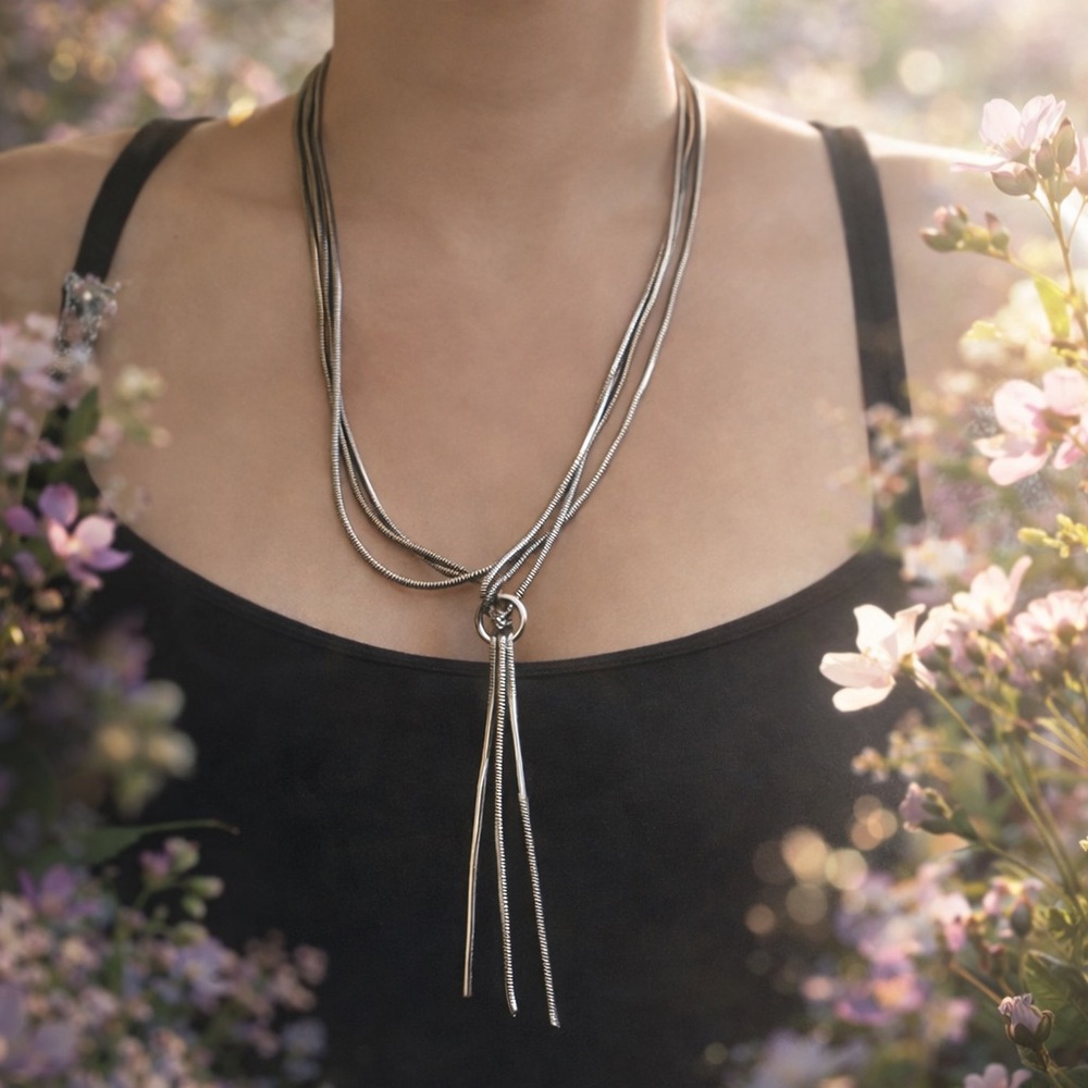 Vintage White House Black Market Elegant Double Layered Chain with Tassle